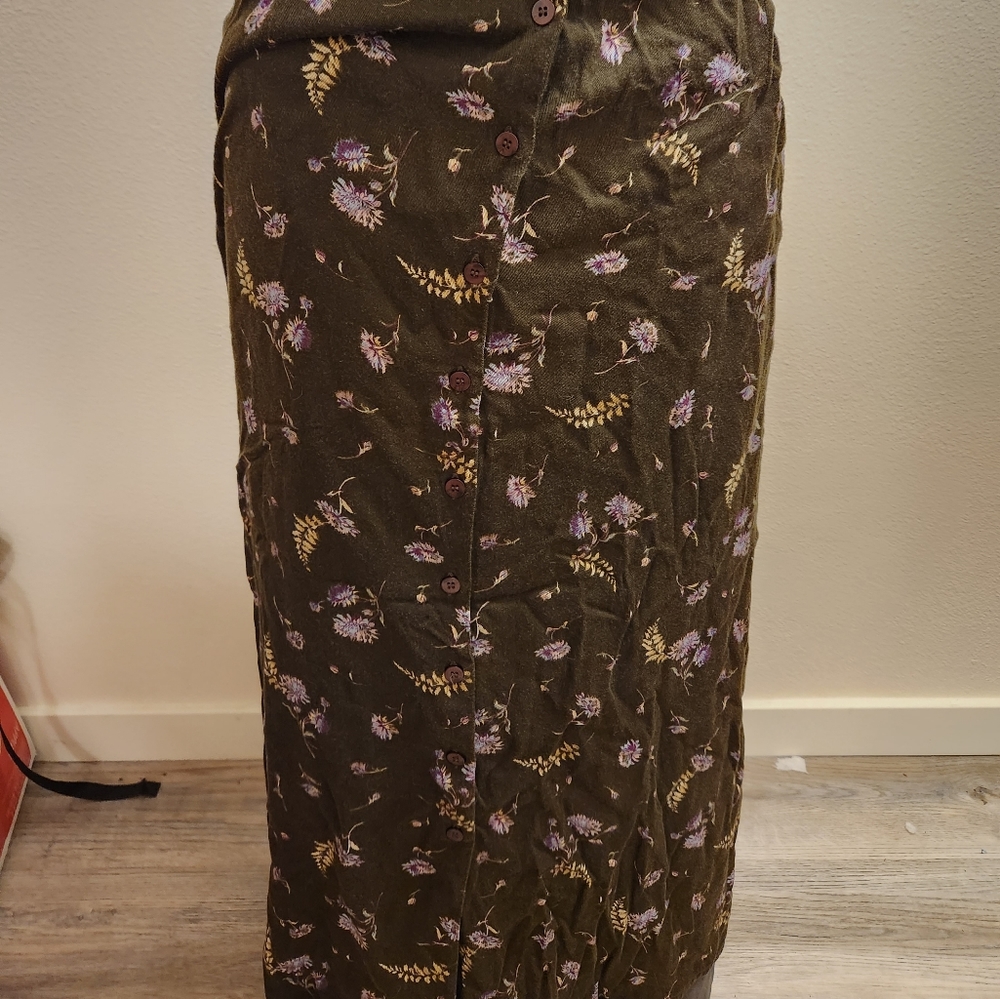 Long flowery button up skirt